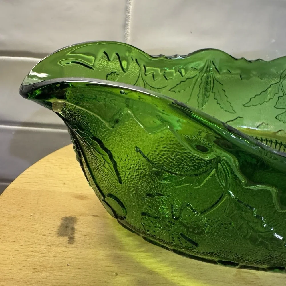 Antique EAPG 1899 DELAWARE‎ NEW CENTURY GLASS Green Banana Bowl U S GLASS CO